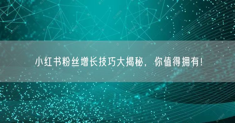 小红书粉丝增长技巧大揭秘，你值得拥有！