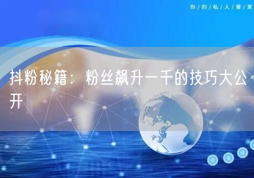 抖粉秘籍：粉丝飙升一千的技巧大公开